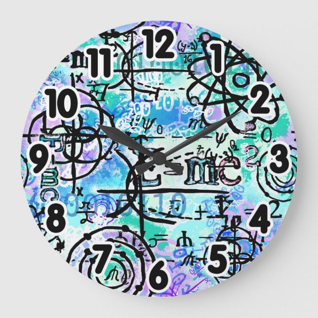 Physik und Mathematik Symbole Nerdy Große Wanduhr (Vorderseite)