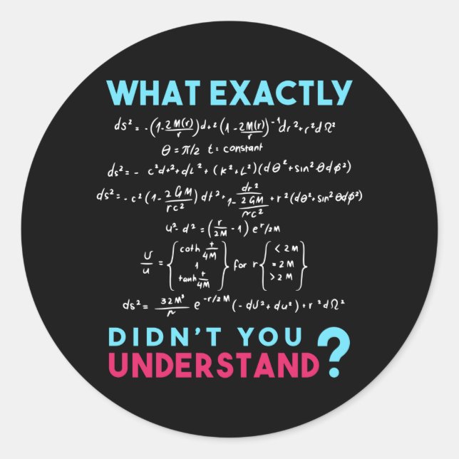 Physikalische Formel Joke lustige Mathe Runder Aufkleber (Vorderseite)