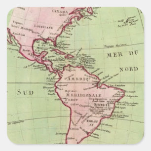Physikalische Karte der Amerikas Quadratischer Aufkleber