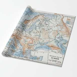 Physikalische Karte Europas (1916) Geschenkpapier