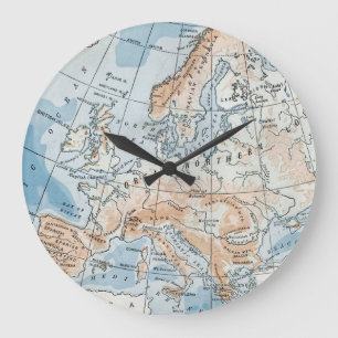 Physikalische Karte Europas (1916) Große Wanduhr