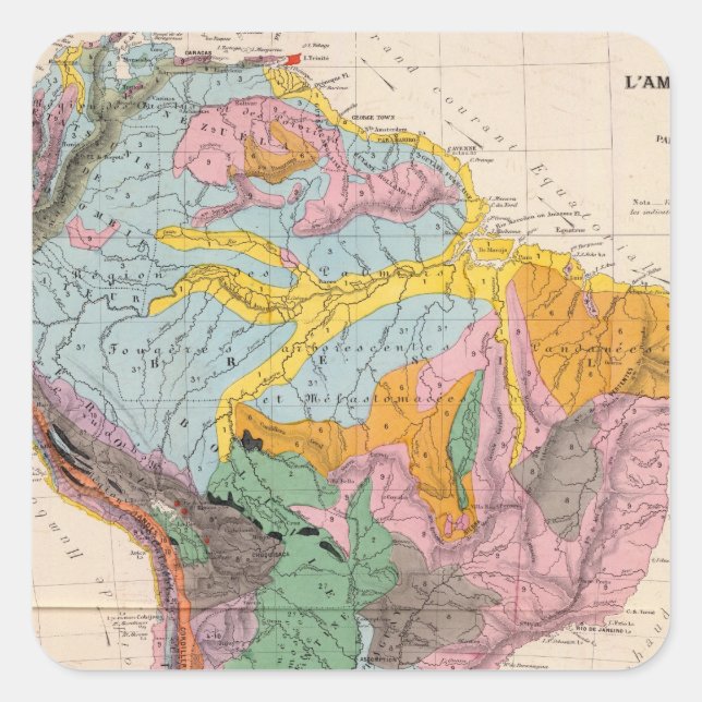 Physikalische Karte Südamerikas Quadratischer Aufkleber (Vorderseite)