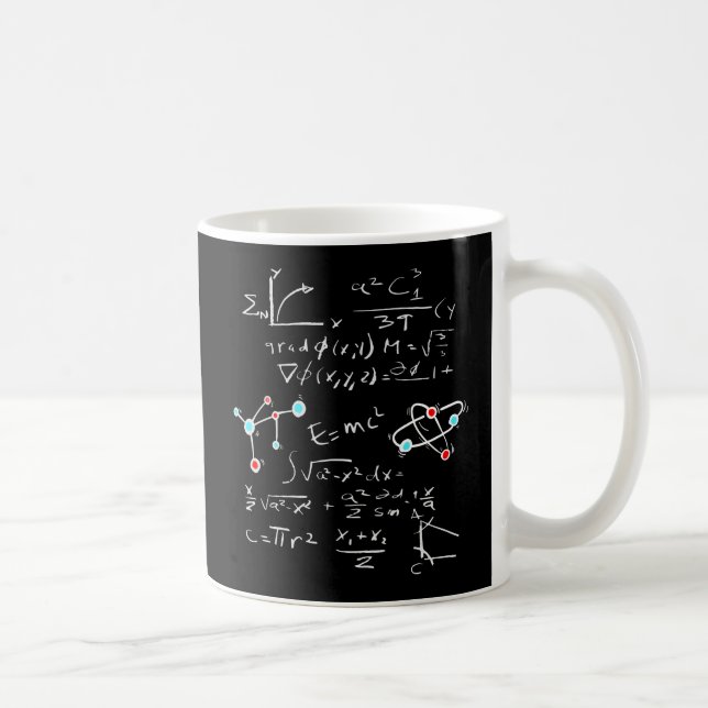 Physikalische Math Formel Lehrer Student Atoms und Kaffeetasse (Rechts)