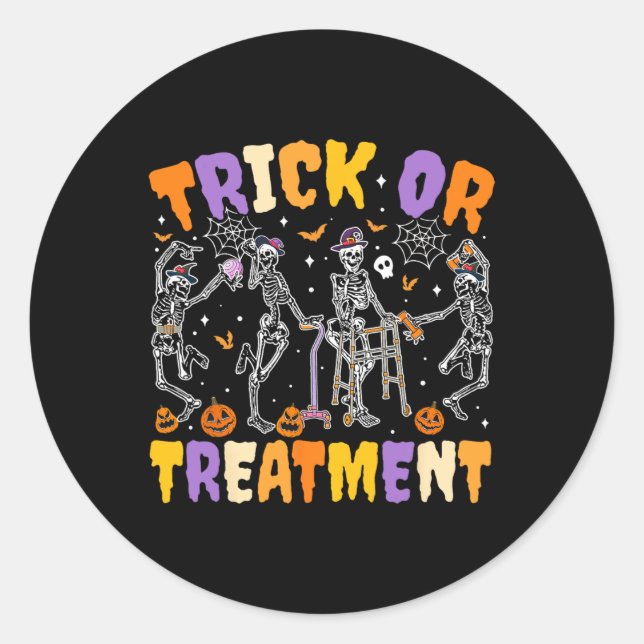 Physikalische Therapie mit Halloween Trick oder Tr Runder Aufkleber (Vorderseite)