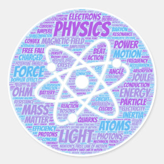 Physikalische Word-Cloud Runder Aufkleber