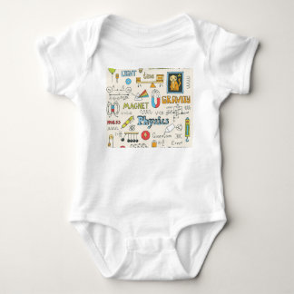 Physikkonzepte, handgezeichnet Vintager Stil. Baby Strampler