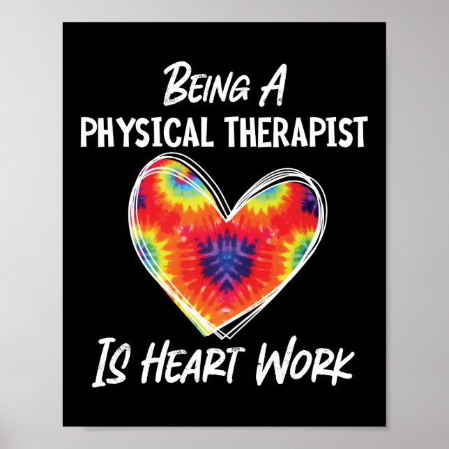 Physiotherapeut Assistant Gefärbte Krawatte Herz Poster (Vorne)