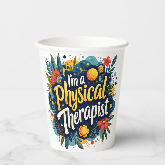 Physiotherapeut Blumenzitat Kunst Pappbecher (Vorderseite)