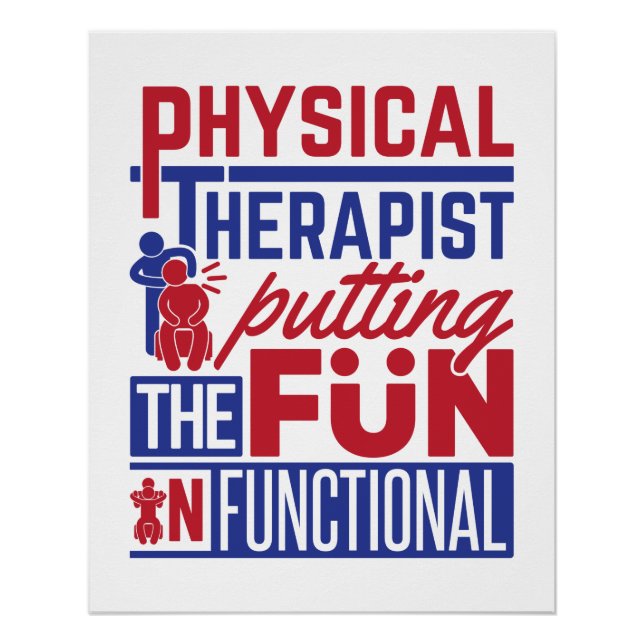 Physiotherapeut, der den Spaß in der Funktion stel Poster (Vorderseite)