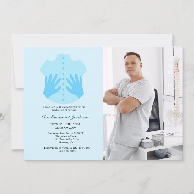 Physiotherapeut Foto Abschluss Einladung (Vorderseite)