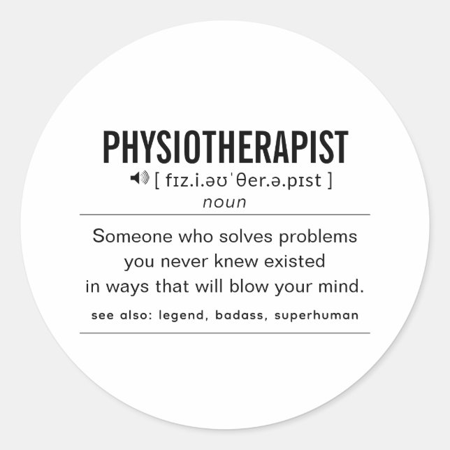 Physiotherapeut Funny Definition Runder Aufkleber (Vorderseite)