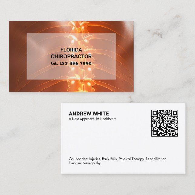 Physiotherapeut für Chiropraktor Custom QR Visitenkarte (Vorne/Hinten)