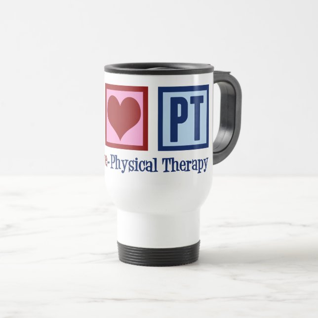 Physiotherapeut Peace Liebe Physikalische Therapie Reisebecher (VorderseiteRechts)