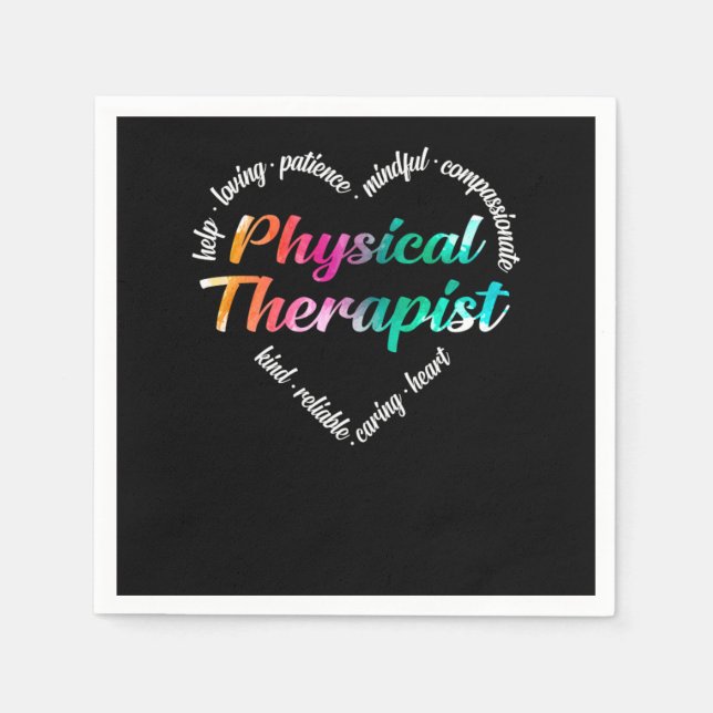 Physiotherapeut Physiotherapeut Herz Word C Serviette (Vorderseite)