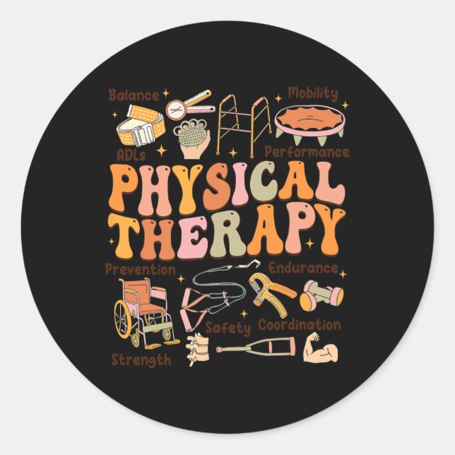 Physiotherapeut Pt Pta Fall Erntedank Physischer Runder Aufkleber (Vorderseite)