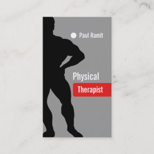 Physiotherapeut Red Gray Business Card Visitenkarte