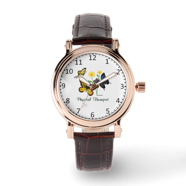 Physiotherapeut Schmetterlinge Armbanduhr (Vorderseite)