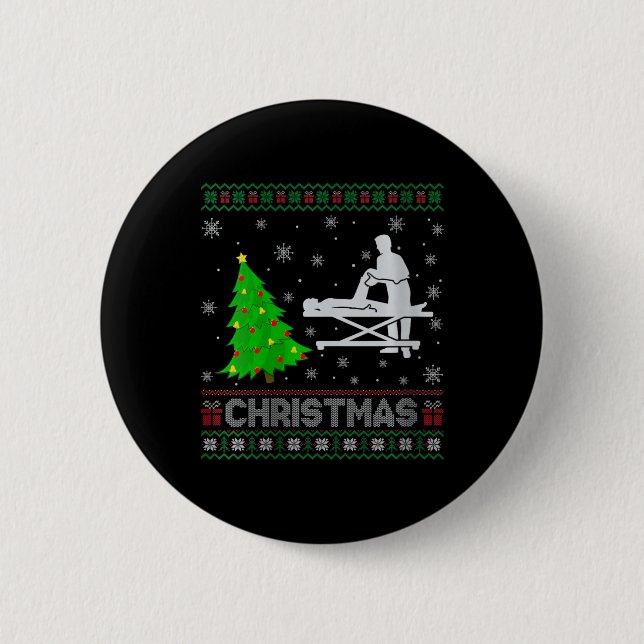 Physiotherapeutin Xmas Tree Lighting Ugly Button (Vorderseite)