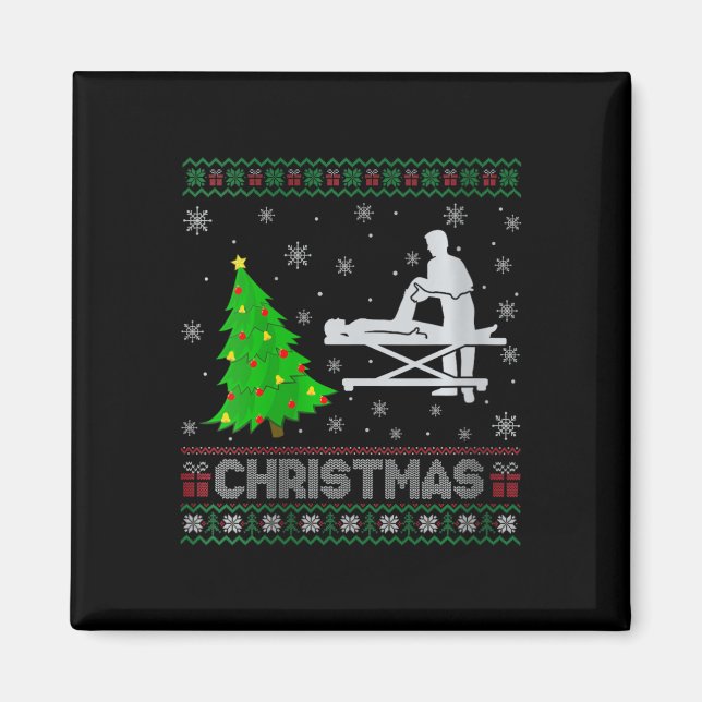Physiotherapeutin Xmas Tree Lighting Ugly Magnet (Vorne)