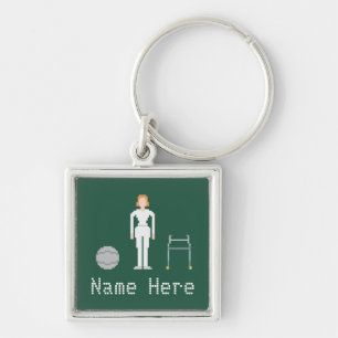 Physiotherapy Female Custom Name 8Bit Style Schlüsselanhänger