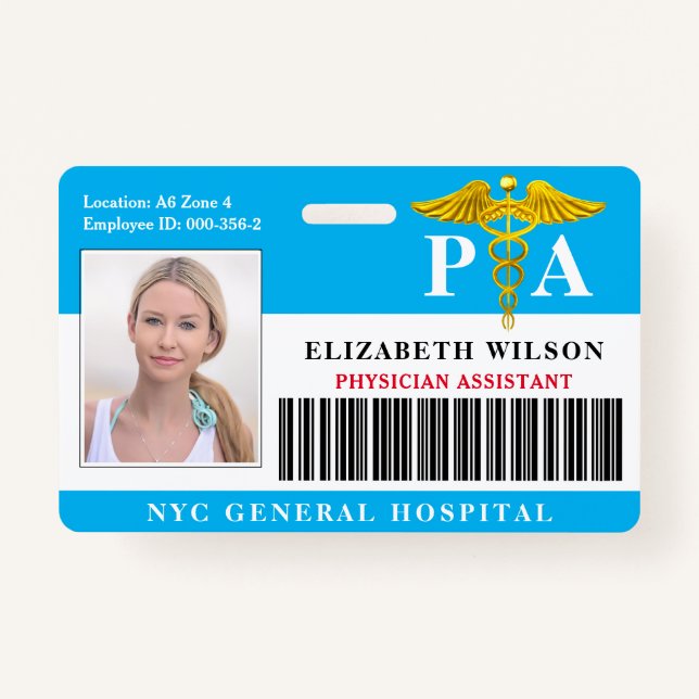 PHYSISCHE HILFE| Foto-ID des Krankenhauses Ausweis (Vorderseite)