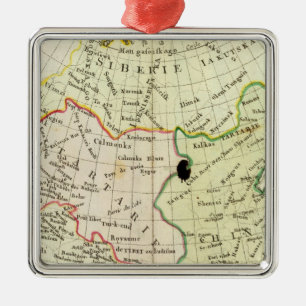 Physische Karte Asiens Silbernes Ornament