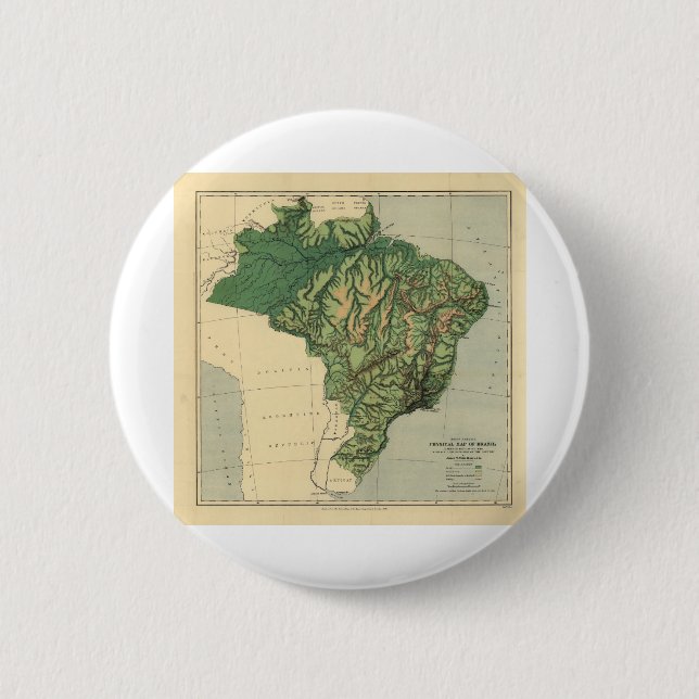 physische Karte Brasiliens Button (Vorderseite)