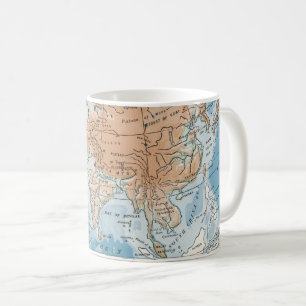 Physische Karte von Asien (1916) Kaffeetasse