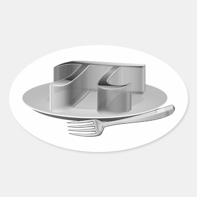 Pi auf einem Silberplatter Ovaler Aufkleber (Vorderseite)