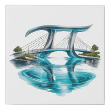 Pi Bridge Arch Reflection, Minimalist Math Arch