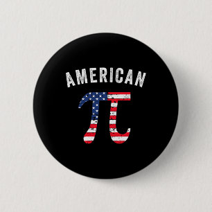 Pi Day American Flag Patriotic Mathe Nerd 3.14 Jul Button