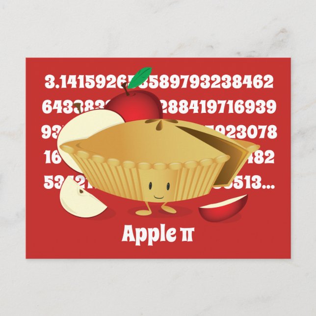 Pi Day Apple Pie Cartoon Zeichennummern Postkarte (Vorderseite)