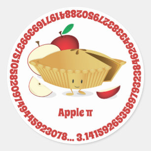 Pi-Day Apple Pie Niedlichen Cartoon Nummern Runder Aufkleber