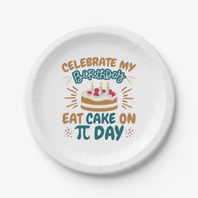 Pi Day Birthday Funny Ess Cake Pappteller (Vorderseite)