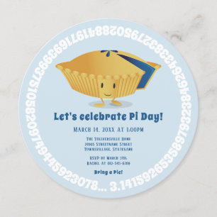 Pi Day Blueberry Pie Party Blue Mathe Holiday Einladung
