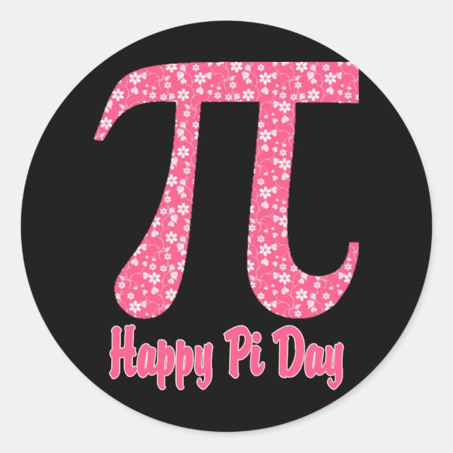 Pi Day Coral Floral Runder Aufkleber (Vorderseite)