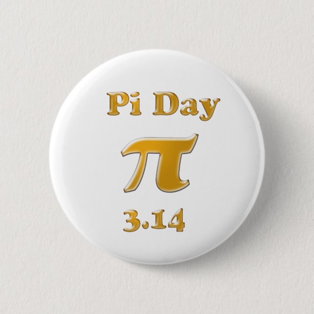 Pi Day Gold auf Weiß Button (Vorderseite)