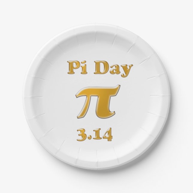Pi Day Gold auf Weiß Pappteller (Vorderseite)