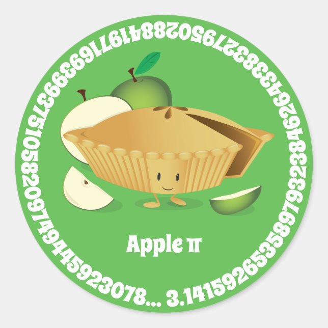Pi Day Green Apfelkuchen Zeichennummern Runder Aufkleber (Vorderseite)