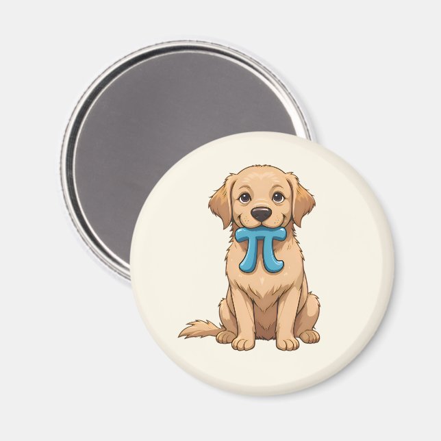 Pi Day Hund mit Pi Symbol | Niedlich Pi Math Magnet (Vorderseite/Rückseite)
