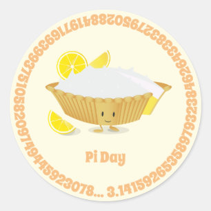 Pi Day Lemon Meringue Pie Cartoon Runder Aufkleber