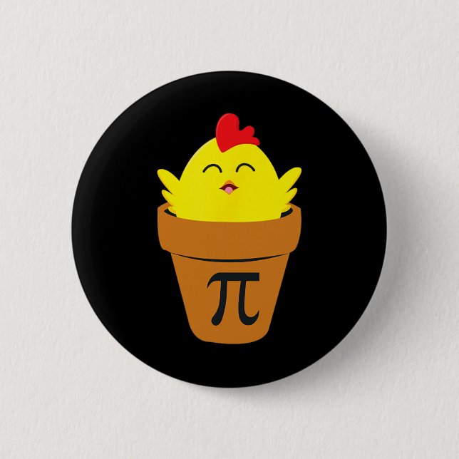 Pi Day Math T Shirt Funny Chicken Pot Pie T Shirt Button (Vorderseite)