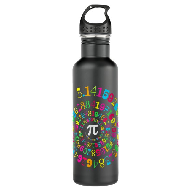 Pi Day Spiral Colour Numbers 3 14 Happy Pi Day Edelstahlflasche (Vorderseite)