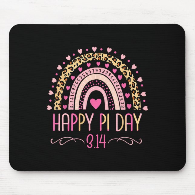 Pi Day Spiral Pi Math Lehrer 3.14 Leopard Regenbog Mousepad (Vorne)