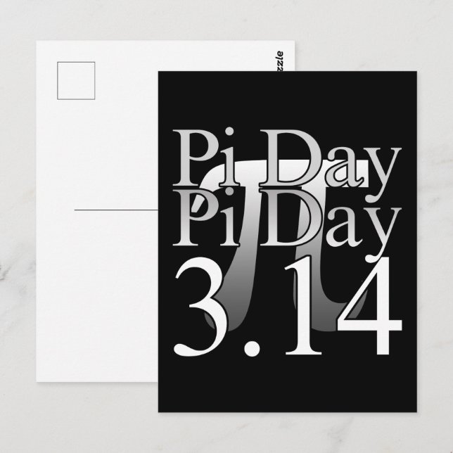 Pi Day Typografie Black Postkarte (Vorne/Hinten)
