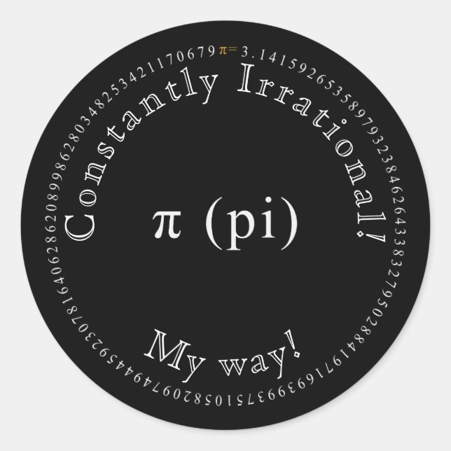 Pi, die irrationale mathematische Konstante lustig Runder Aufkleber (Vorderseite)