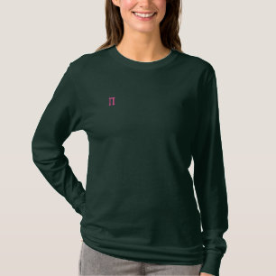 Pi .... Fügen Sie Ihre griechischen Buchstaben hin Besticktes Langarmshirt