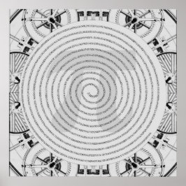 Pi in a Spiral bis 2.210 Ziffern in grauem Poster