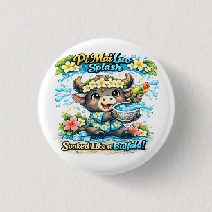 Pi Mai Lao Splash Durchnässt wie ein Büffel Lustig Button