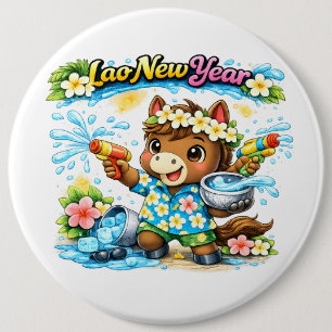 Pi Mai Lao Süßes Pferd Wasserfestival-Shirt Button